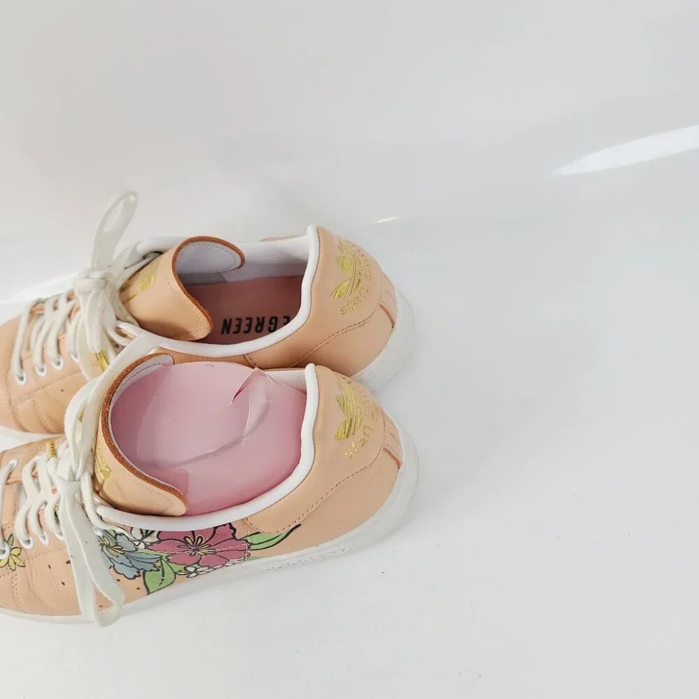 Adidas Women's Amber Blush Floral Cloud White Stan Smith Lace-Up Sneakers Sz 9.5